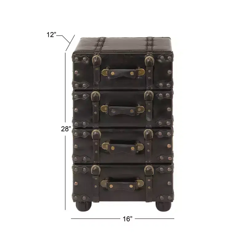 Wood Stacked Side Chest Dark Java - Olivia & May: Rubberwood Frame, No Assembly Required, 4-Drawer Dresser