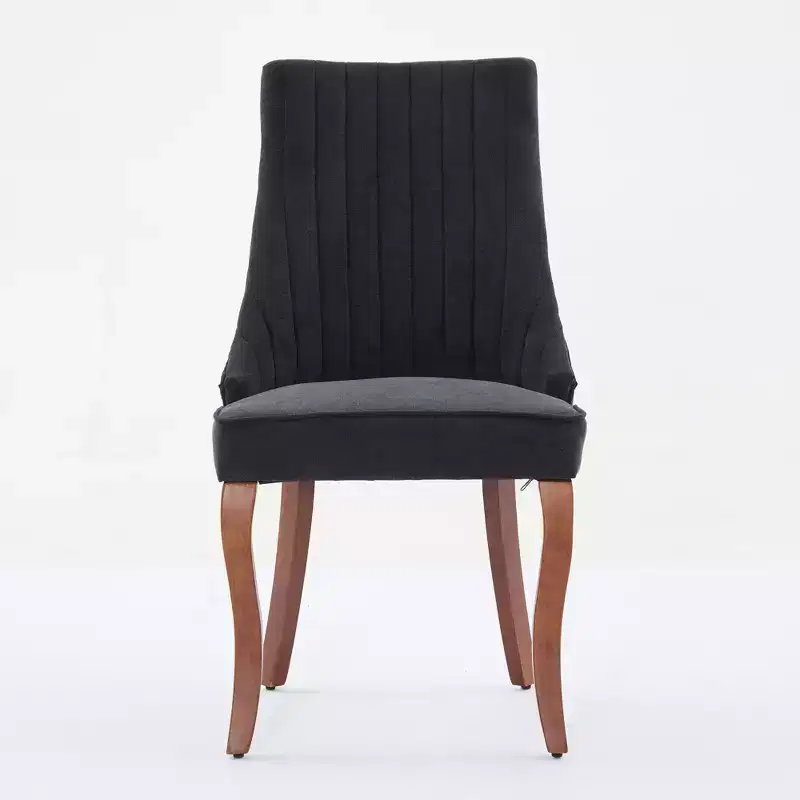 CLIHOME Set of 2 Rayon Cloth Flocking Linen Dining Chairs Channel Kitchen Dinner Chair Comfy Fabric Upholstered Accent Chair