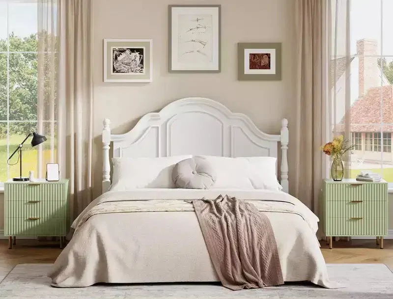 3 Drawer Dresser for Bedroom, Fluted Modern Nightstand with Deep Drawers, Chest of Drawers with Wide Top, Wooden Dresser Organizer, Side Table