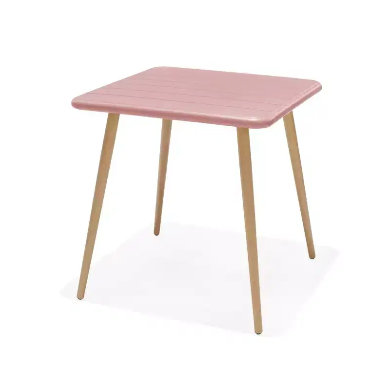 Urban Elements Recycled Resin and Teak Finish Legs Patio Bistro Table Pink