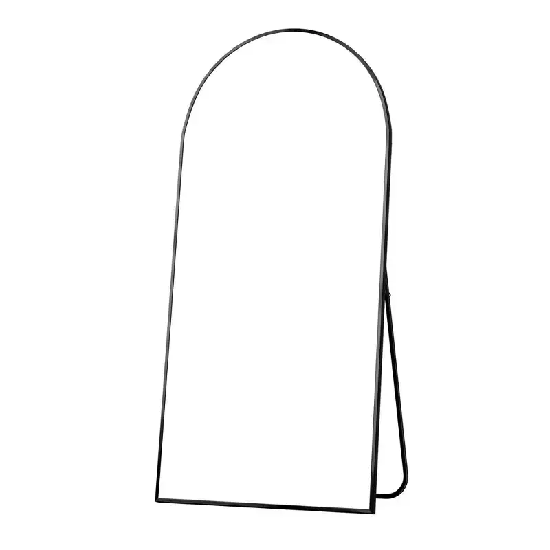 HomeRoots 71 Black Metal Arch Freestanding Framed Full Length Mirror