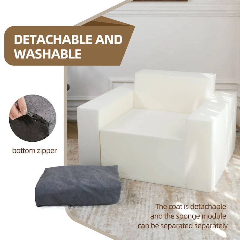 Plain Grey Modern 40.2 Accent Chair with Pillow