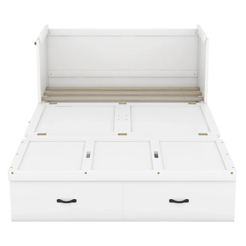 Full Pine Murphy Bed with USB & Drawer