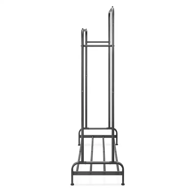 Double Rod Garment Rack Black: Steel Frame, 61