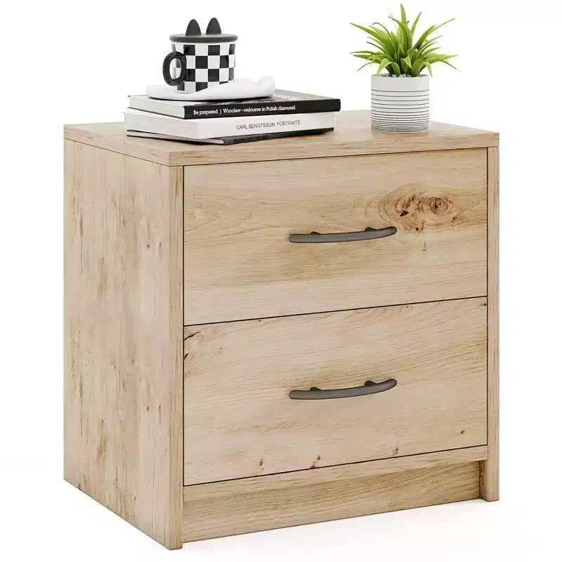Costway 2-Drawer Nightstand Modern Bedside Table w/ Storage for Living Room Bedroom