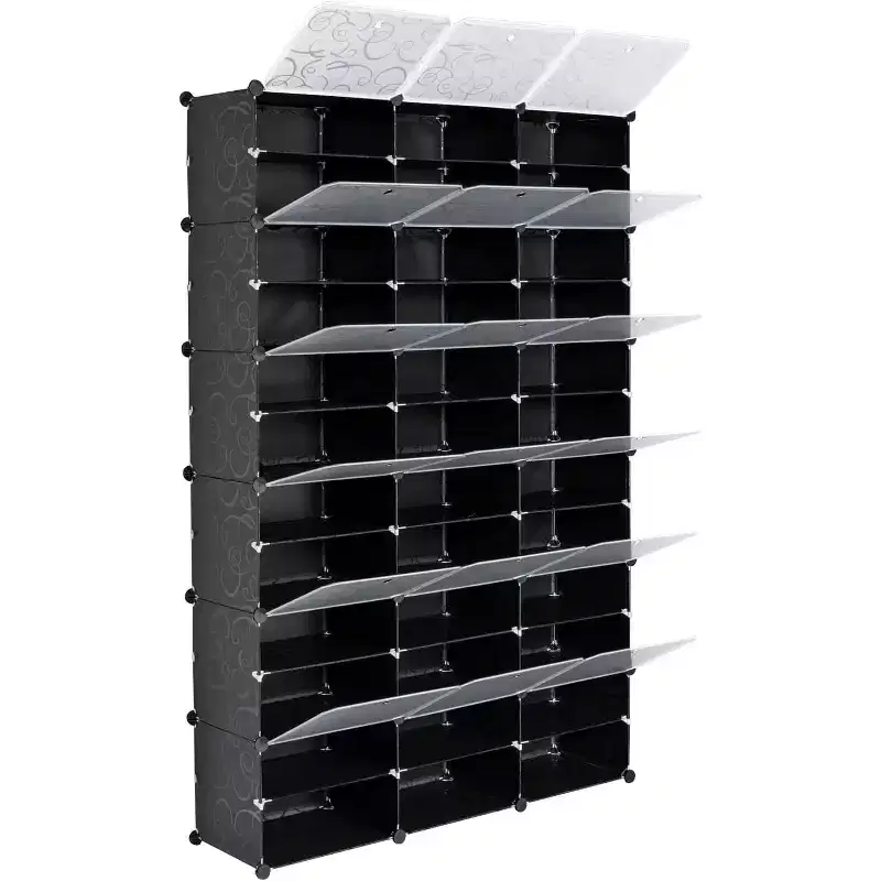 Expandable Plastic Shoe Rack, 12-Tier Shoe Cabinet, Holds 72 Pairs of Shoes, Suitable for Wardrobes, Entryways, Hallways,