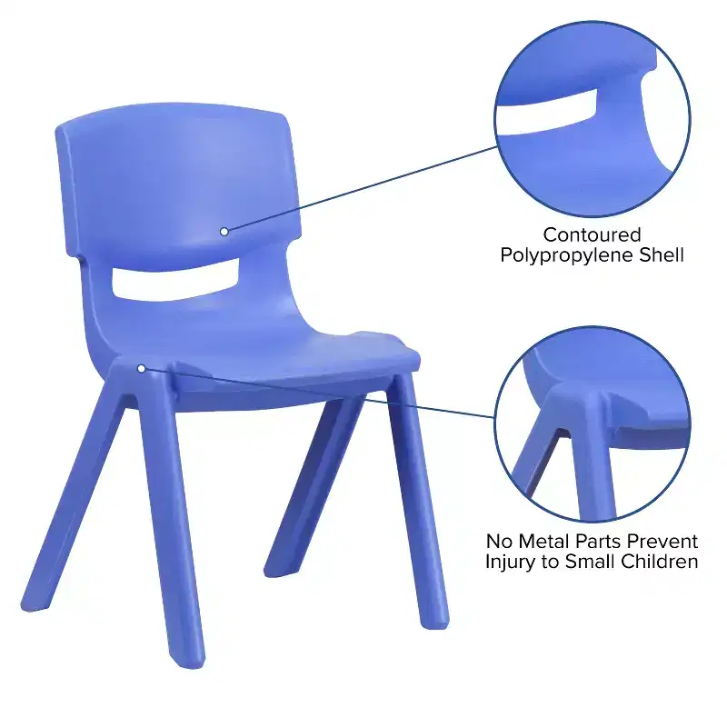 Emma and Oliver 5 Pack Plastic Stackable School Chair with 15.5'' Seat Height