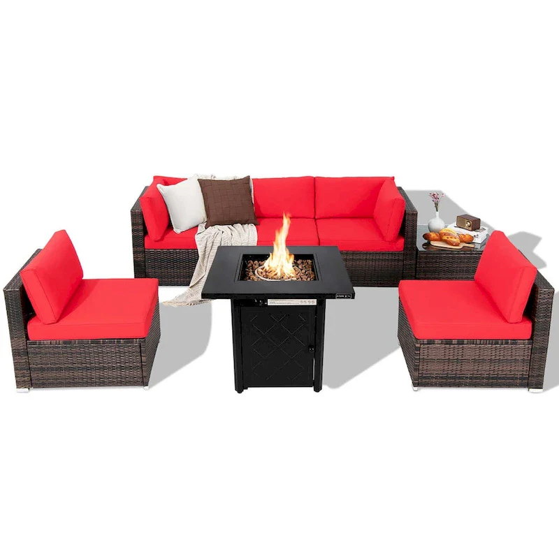 Costway 7 PCS Patio Furniture Set with 28 50000 BTU Propane Gas Fire - See Details