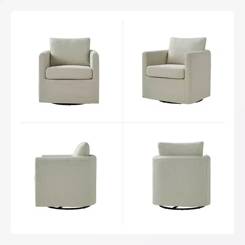 Bernhard Slipcovered Swivel Chair with textured fabric and flared armrests| HULALA HOME