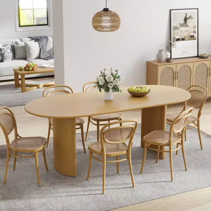 Dovelina Oval Dining Table Curved Leg Kitchen Table