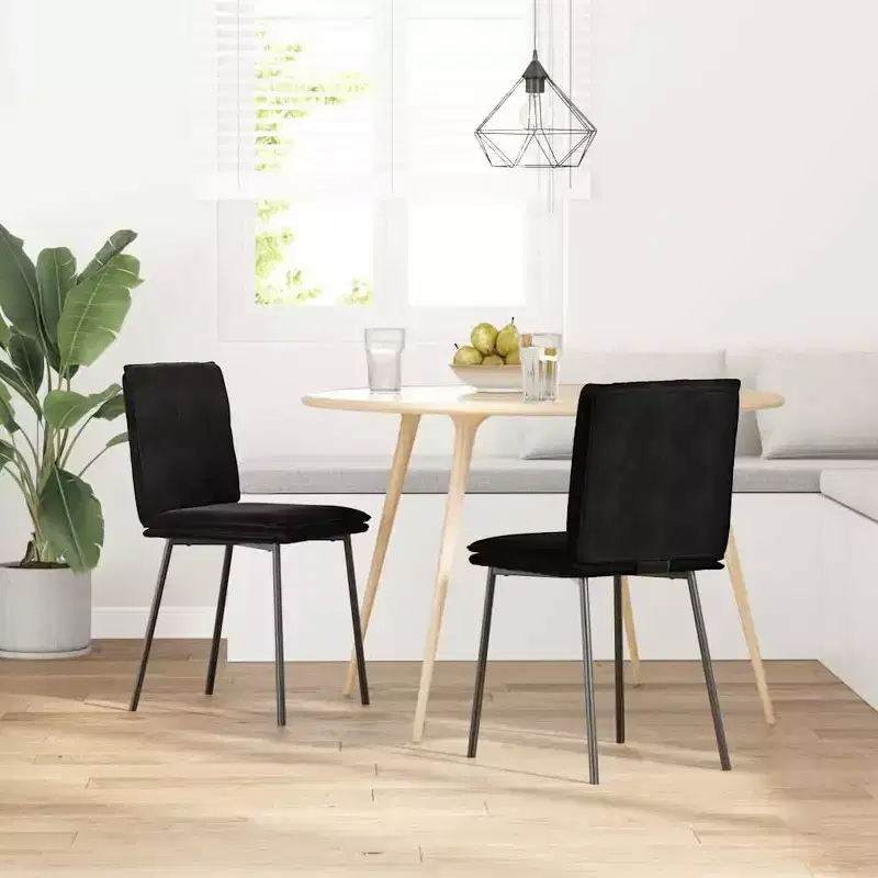 XL Dining Chair Set of 4 Black Velvet, plywood, metal