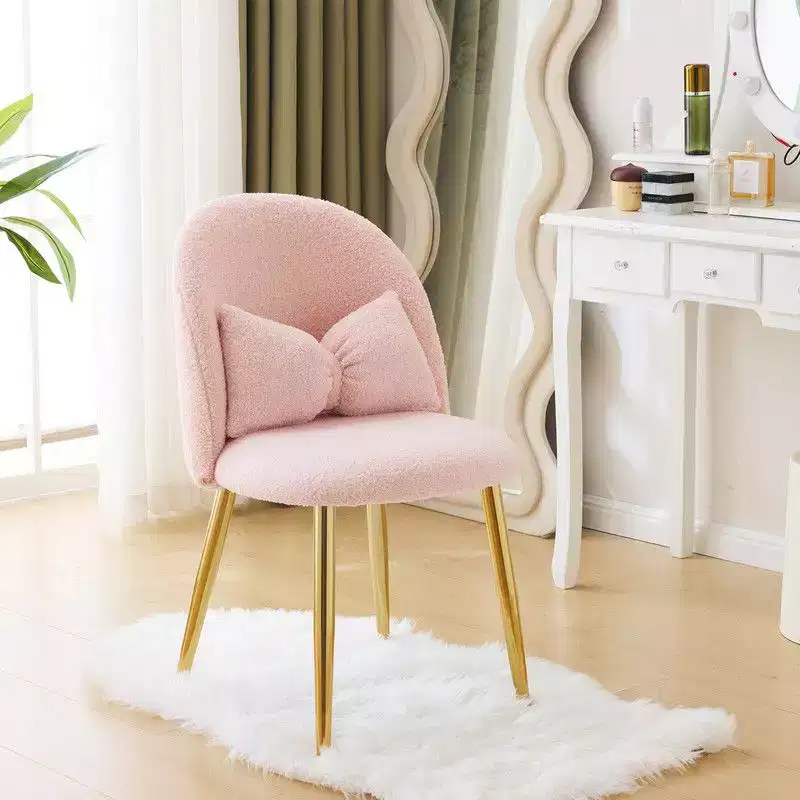Make-Up Chair with Padded Velvet Seat, Adjustable Legs and Arms