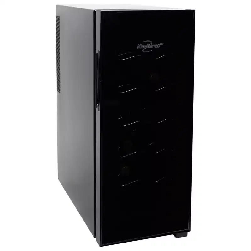 Koolatron Wine Cooler Refrigerator 12 Bottle Countertop Compact Thermoelectric Wine Cellar, Small Freestanding: Locking Wine Cooler, Black