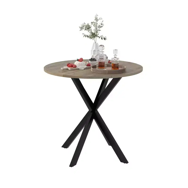 CuisinSmart 31.5Inch Modern Dining Table, Minimalist Style Round Kitchen Table With Metal Crossed Legs For Home Living Room Kitchen Dining Room