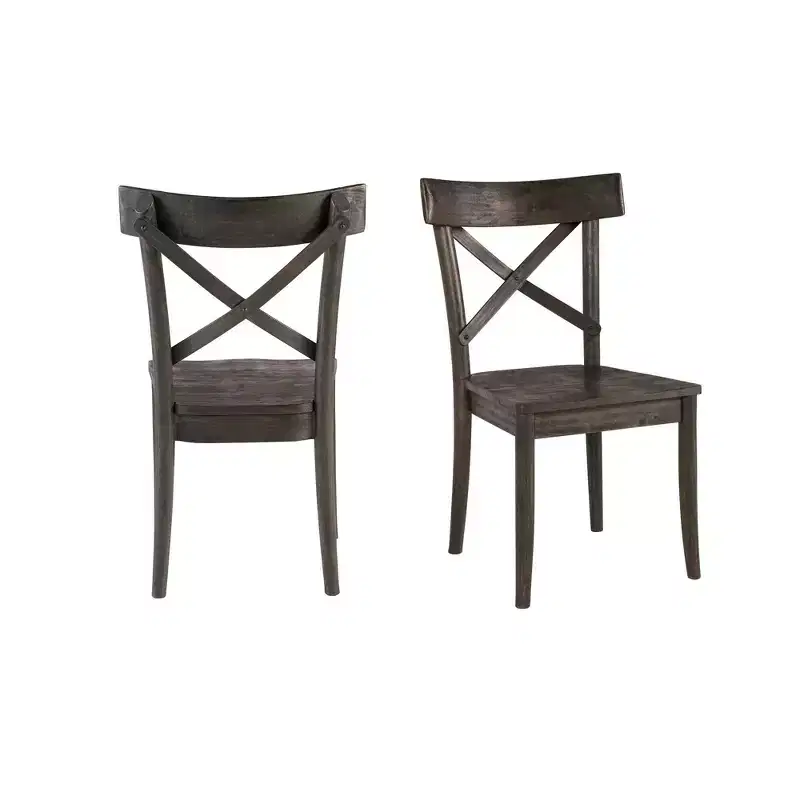 Calhoun Wooden Side Chair Set Dark Brown - Picket House Furnishings: X-Back, Rustic, 2-Piece