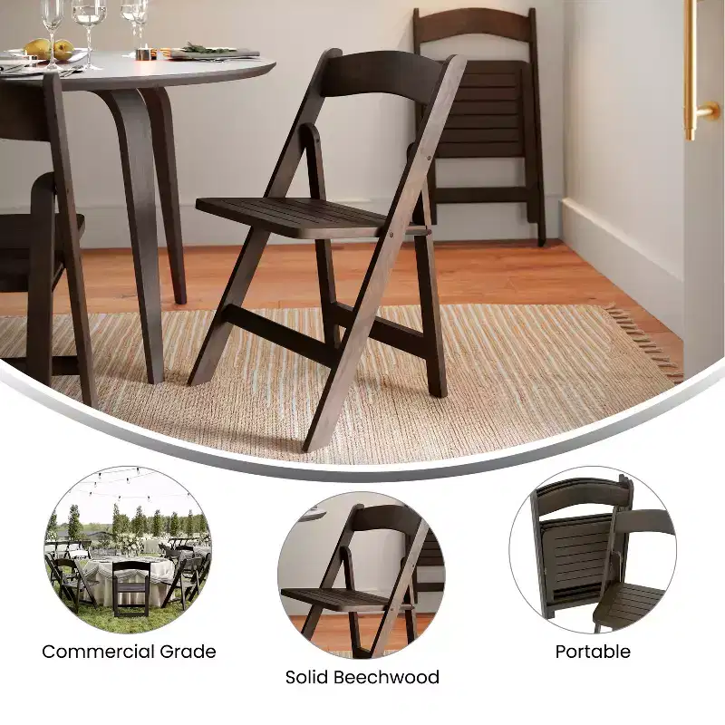 Early American Wood / Oak / White Solid Wood Folding Dining Chair – Seats 1