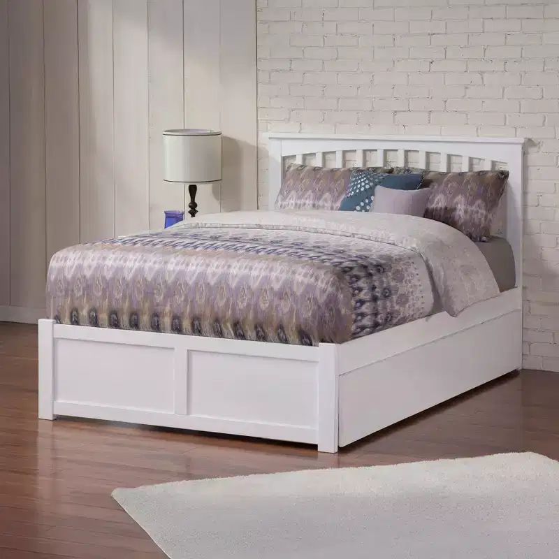 44.29 in. H White Full Size Freestanding Headboards with Mattress Platform
