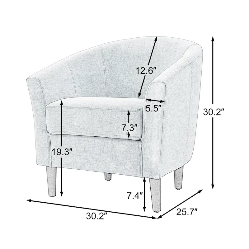 2 Set Modern Linen Barrel Accent Chairs Club Armchair