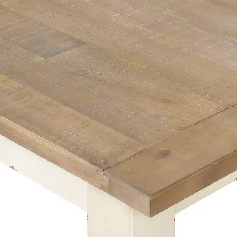 Two-Tone Wood Dining Bench, Antique White & Distressed Oak, 52