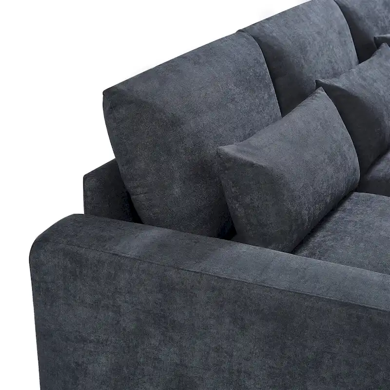 Modern Convertible Large L-shaped Feather Filled Sectional Sofa with Reversible Chaise - 129.9W x 72D x 31.5H