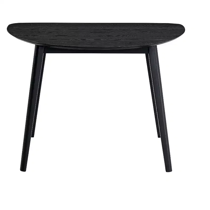43 Inch Black Wood Dining Table, Compact 2-Seat, Modern Design, MDF Top Solid Base