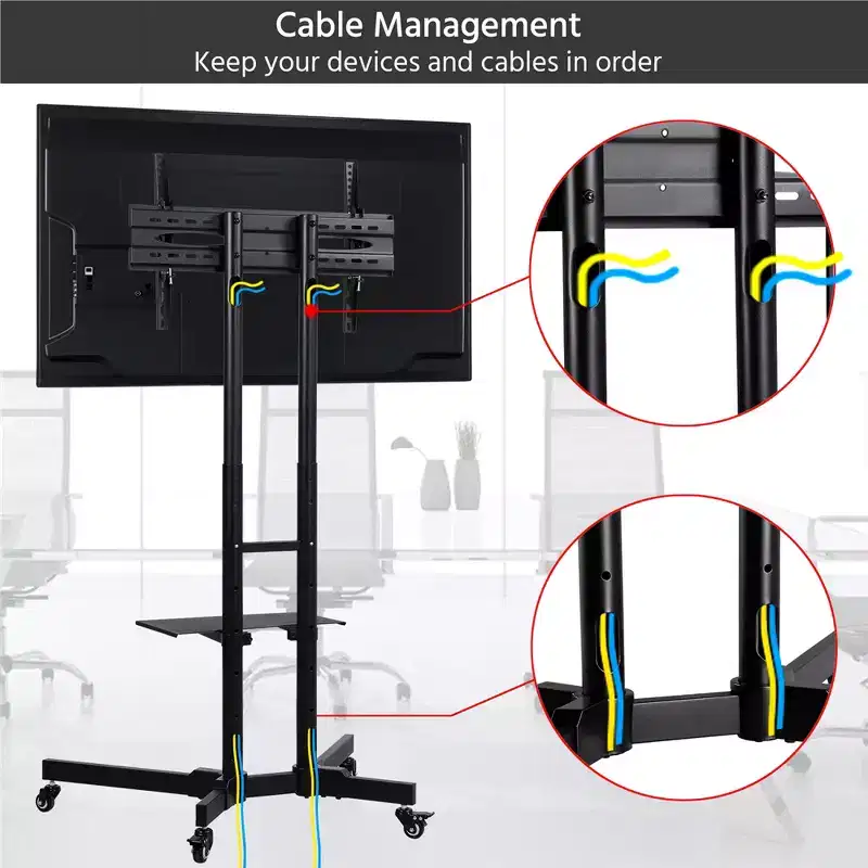 Yaheetech Adjustable Modern Mobile TV Stand TV Cart Black