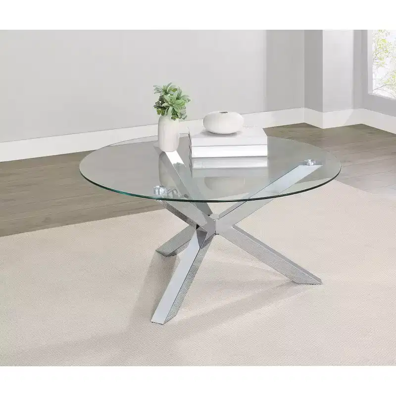 Round Tempered Glass Top Cocktail Coffee Table