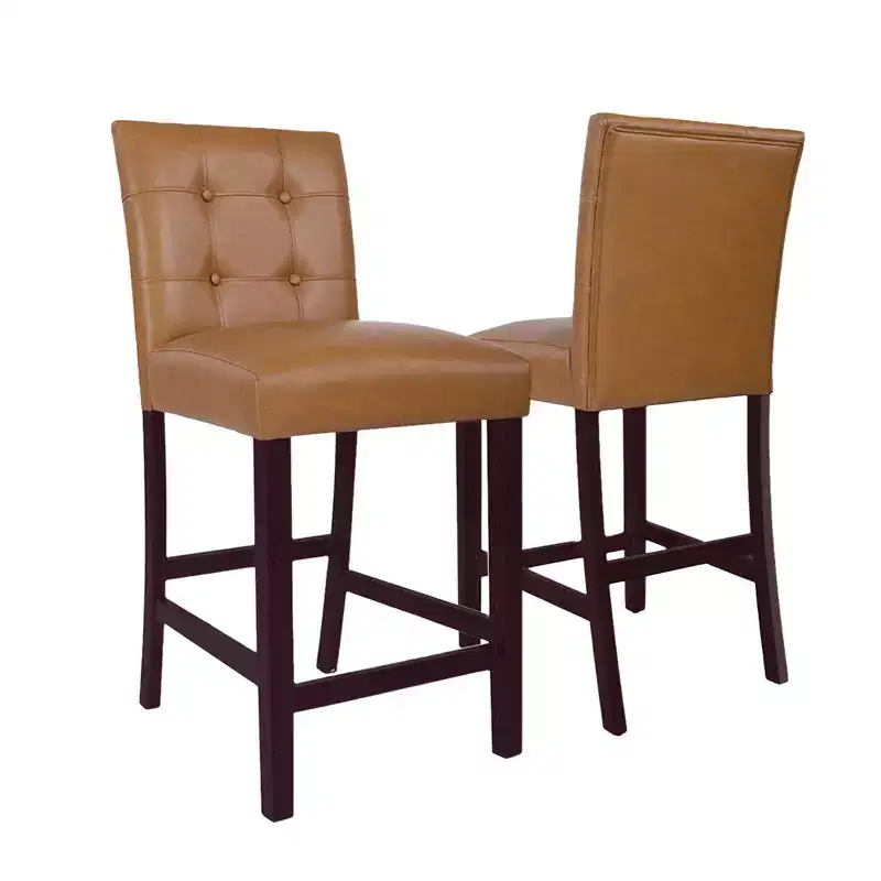 HomePop Set of 2 Upholstered Faux Leather Counter Stools