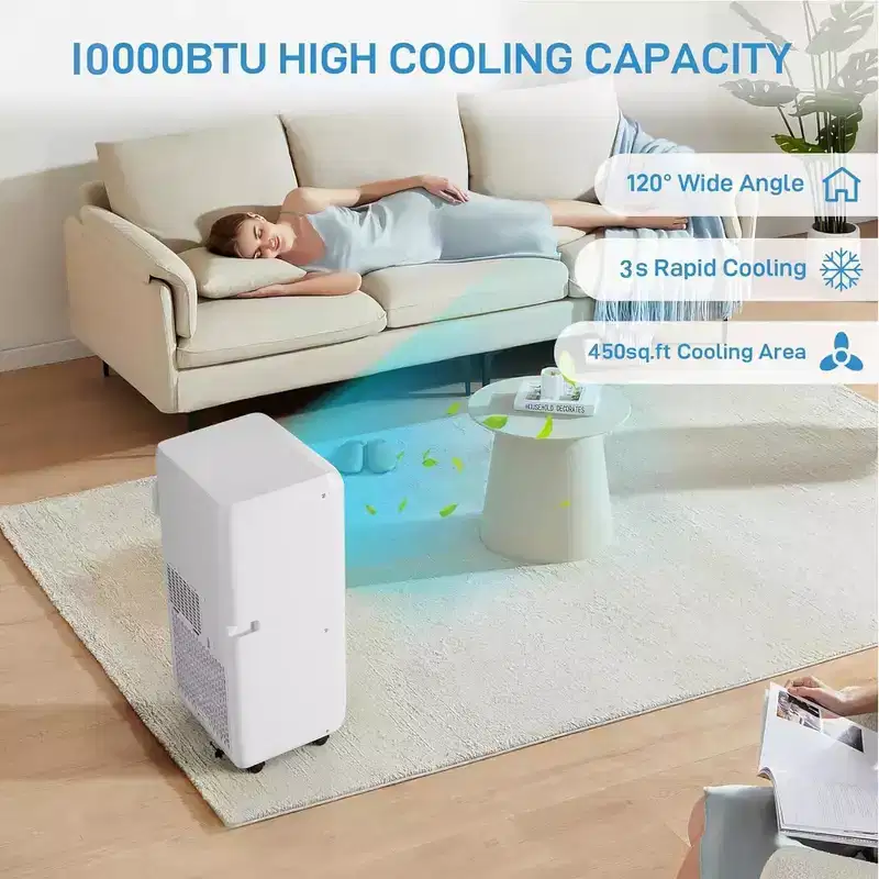 Portable Air Conditioner10000 BTU AC Cooling for Room Spaces Up to 450sq.Ft, Quiet 4-IN-1 Portable Ac Unit With Dehumidifier Fan Function, Sleep Mode