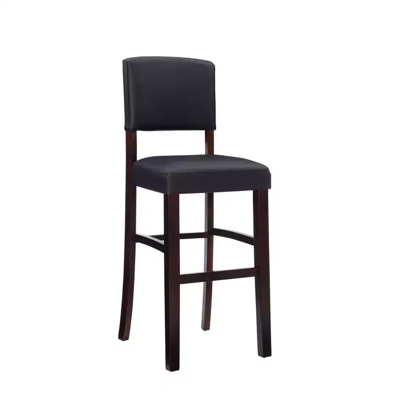 Morocco Upholstered Barstool - Faux Leather, Rubberwood Frame, 30 Inch Seat Height, 225 lb