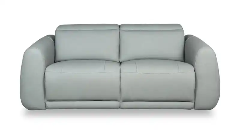 76 Genuine Leather Power Reclining Sofa with Power Headrests and USB Ports - Spa Blue