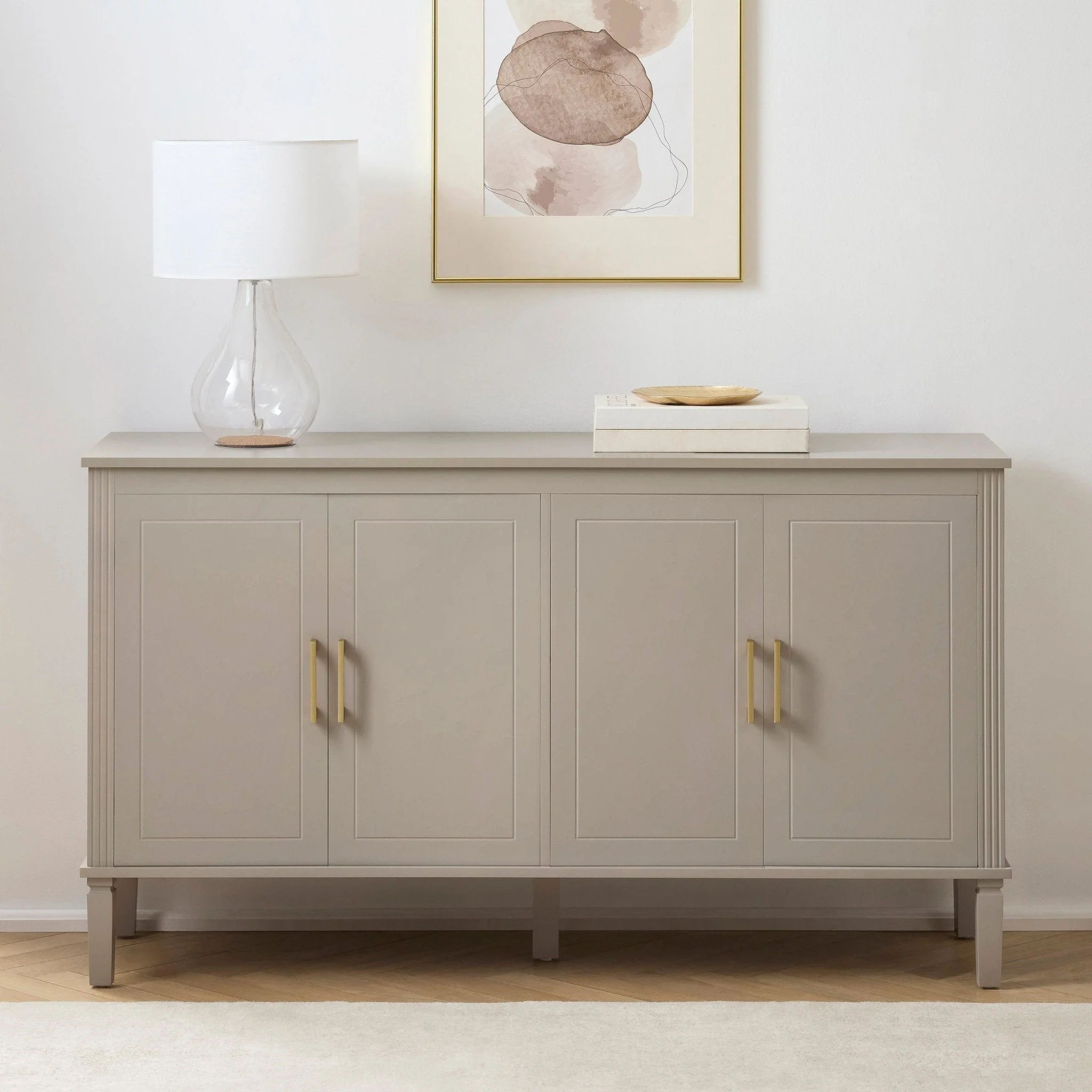 Classic Taupe Painted Sideboard with 4 Doors for Living Room
