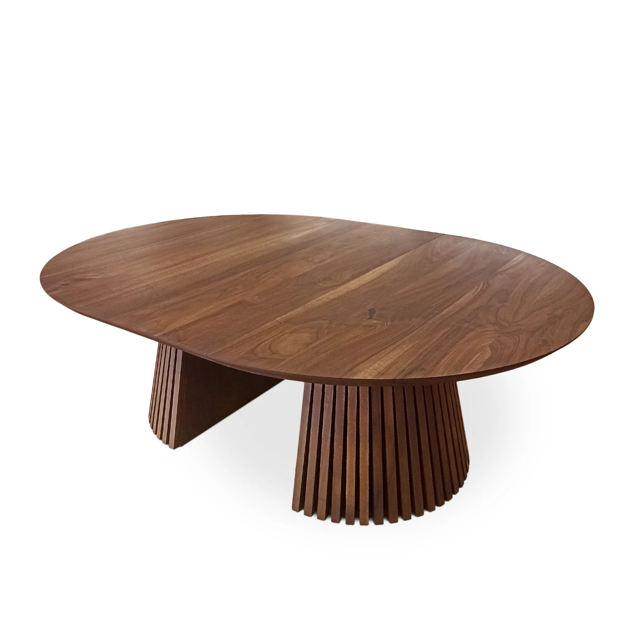 Round Dining Table in Chocolate Walnut - Introducing our handcrafted round dining table in walnut with pipe legs - a stunning addition to