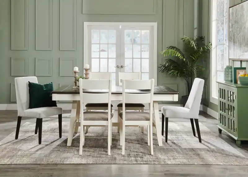 Dining Chair with Linen-Look Fabric, Wood, Ladder-Back