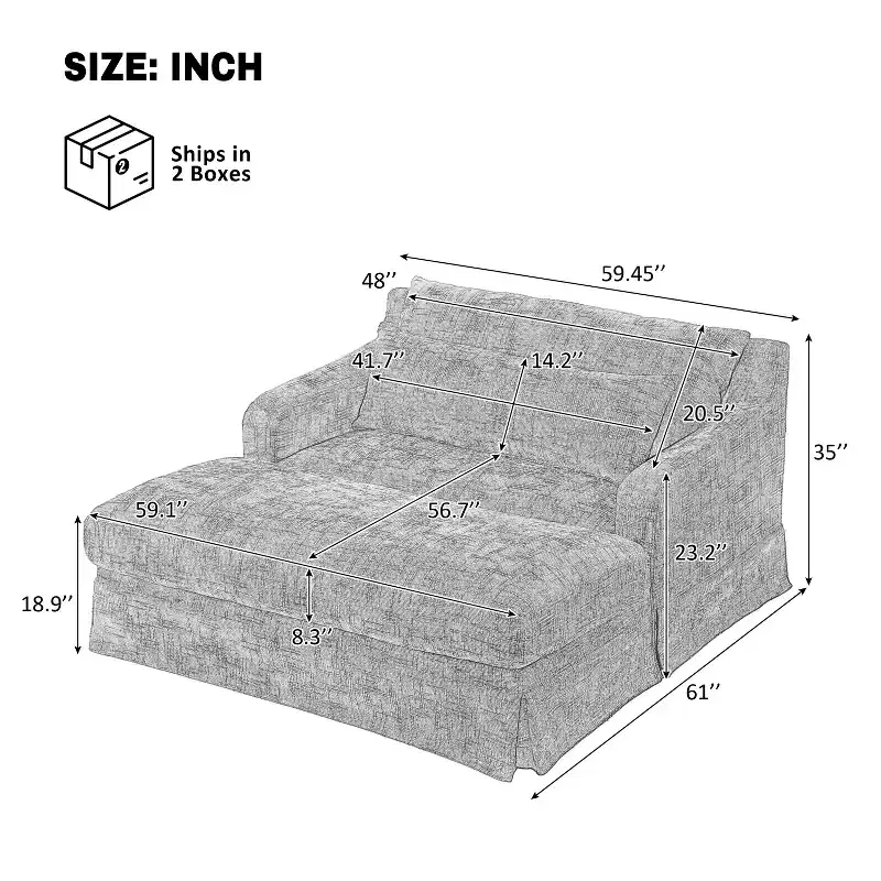 Polibi Extra-Deep Chenille Sofa Bed Chair