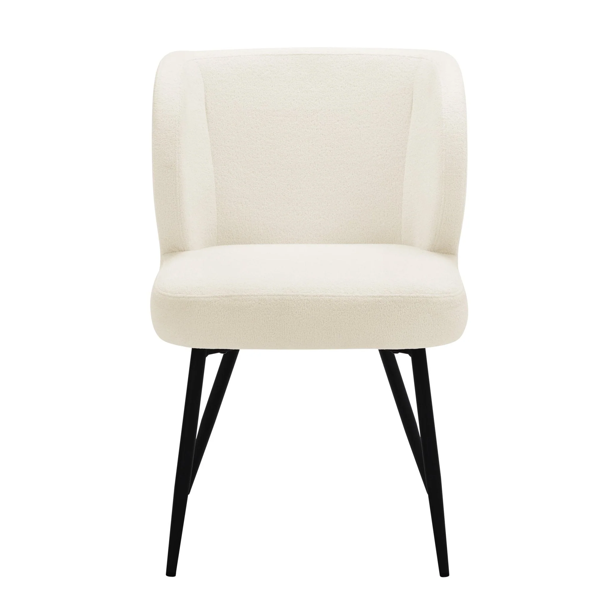 Cosy White Teddy Fabric Dining Chair with Padded Seat for Dining Room