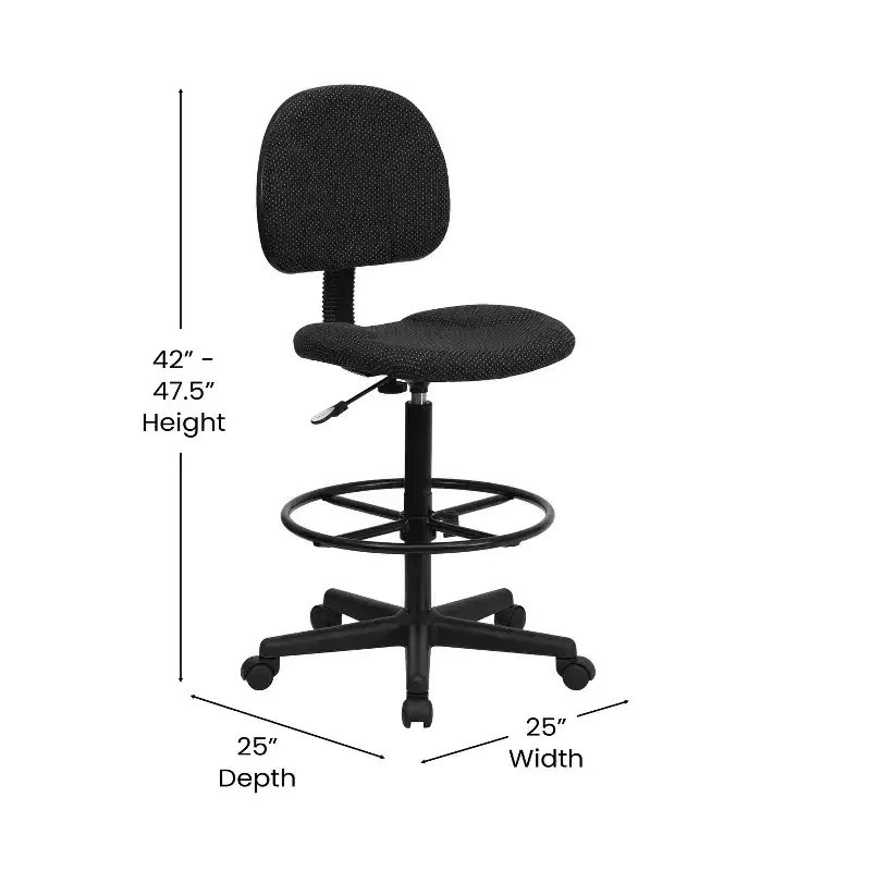 Adjustable Drafting Chair – Two Cylinder Heights, Mid-Back, Upholstered, 250 lb Capacity