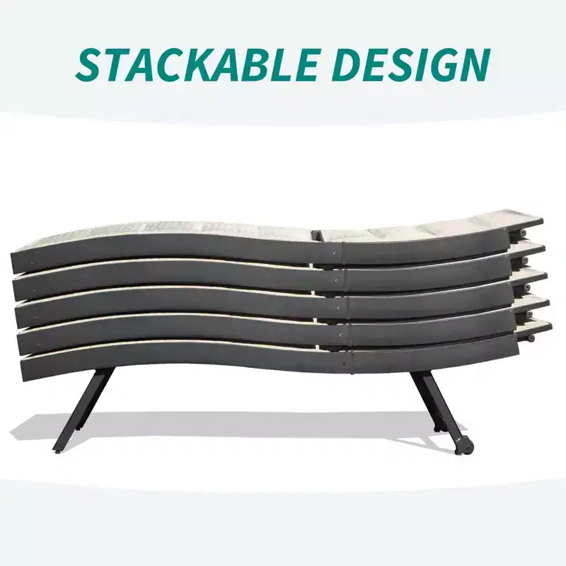 Patio Chaise Lounge of 2-Aluminum Textilene Adjustable Pool Lounger