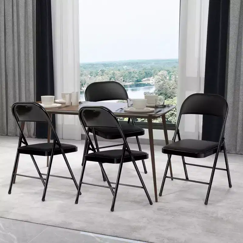 6-Pack Padded Folding Chairs, Durable Steel Frame, Fabric Cover, for Events & Home Use