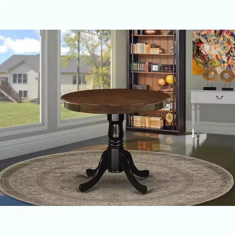 HomeStock Modern Round Table Table Top Surface and Asian Wood Dining Table Pedestal Legs