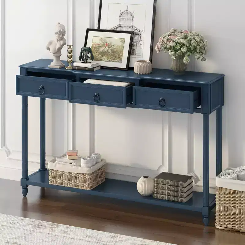 52 Solid Wood Entryway Console Table with Drawers and Shelf