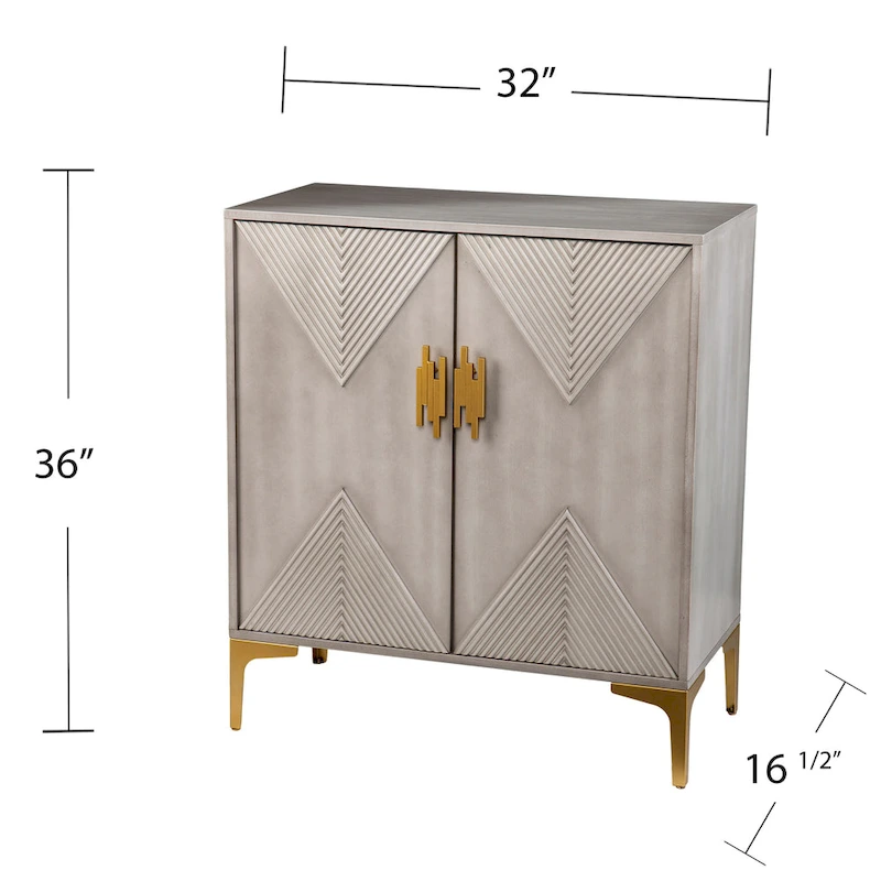 SEI Furniture Laurelvale Grey Wood Cabinet w/ Goldtone Legs/Pulls