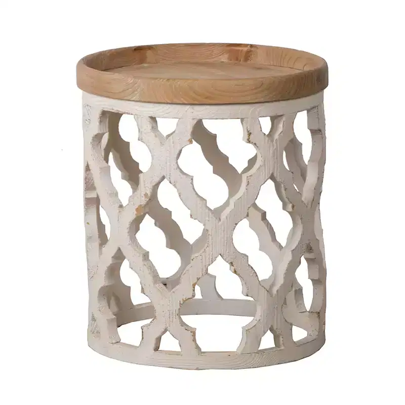 Large Distressed White Side Table Accent Furniture
