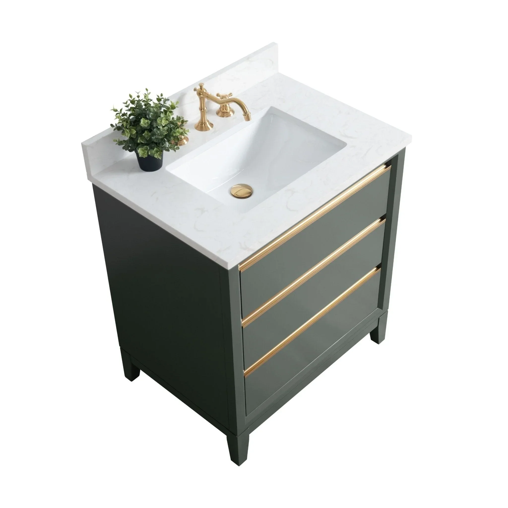 Vanity Art Bathroom Vanity with Ceramic Sink and Engineered Marble Top