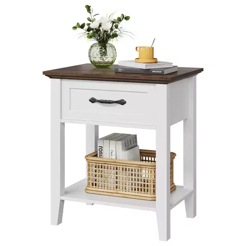 Nightstand, Versatile Beside End Table for Bedroom,Wood Bedside Table With 1 Drawer and Open Storage Shelf, Office, Sofa, Couch, Small Spaces