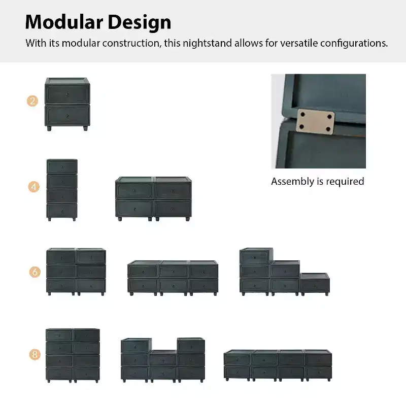 Oddone 2 - Drawer end table Set of 3 With Modular Design| ART OF LIVING DESIGNS