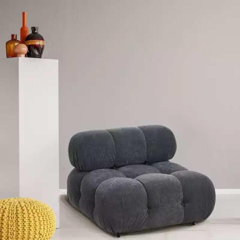 Upholstered Accent Chair with Removable Cushions and Casters – Steel Frame