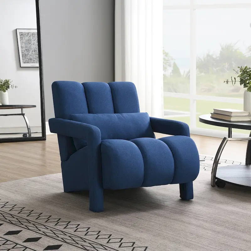 Modern Linen Upholstered Accent Chair with 1 Pillow, Set of 1