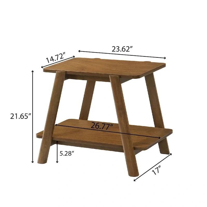 Roundhill Furniture Metz Mid-Century Modern Wood Shelf End Table