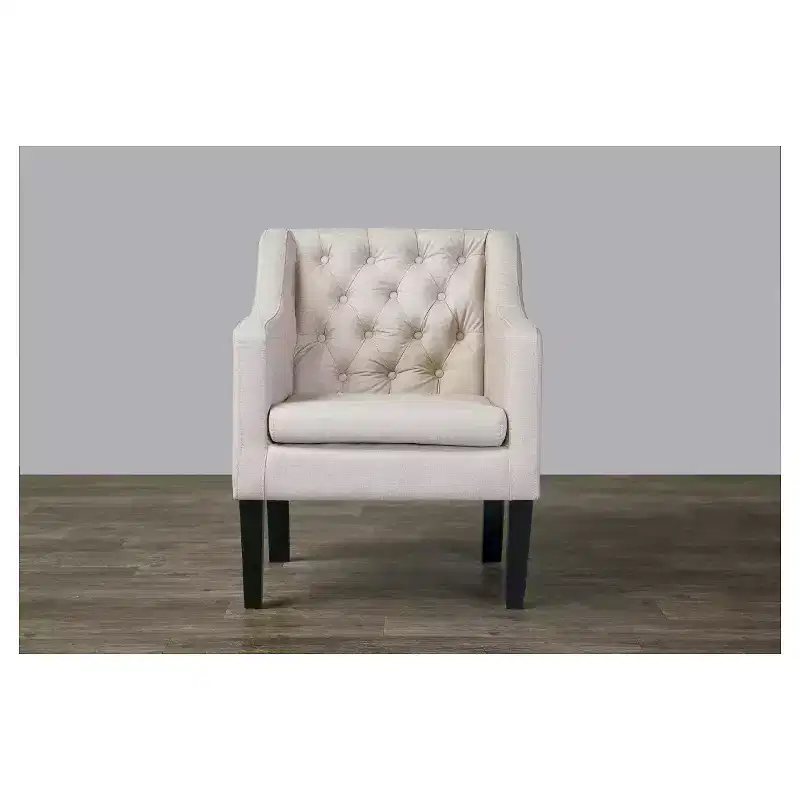 Tufted Club Chair, Black Plated Wood Frame, Single Seat Accent Chair for Living Room or Bedroom